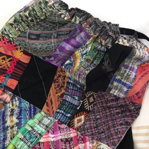 HUGE Handcrafted Vintage Guatemalan Colorful Patchwork Artisan Cotton Backpack